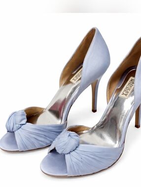 Badgley Mischka Blue Satin Knot Heels Size 10 D’Orsay Stiletto